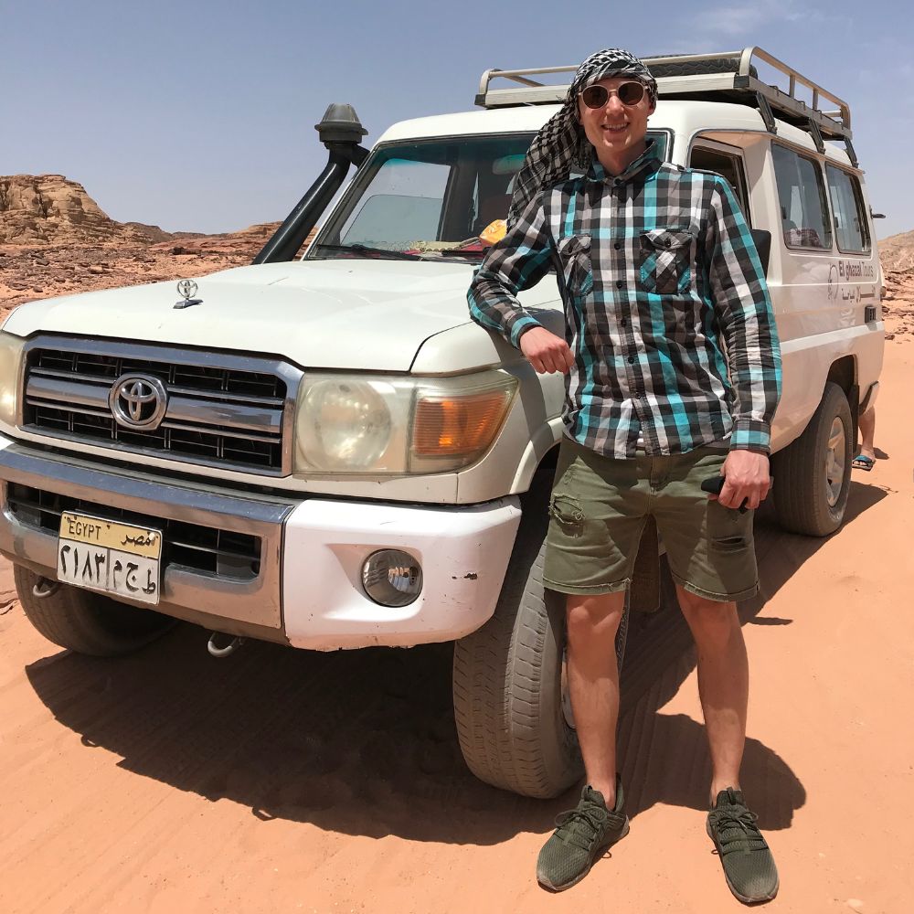 Matt Grabli during overland off road trip in desert of Egypt